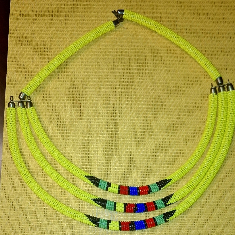 Kenyan Made Multicolor Beaded Necklace
